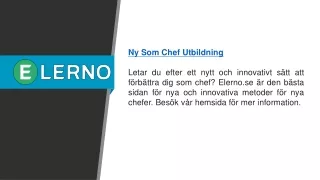 Ny Som Chef Utbildning  Elerno.se