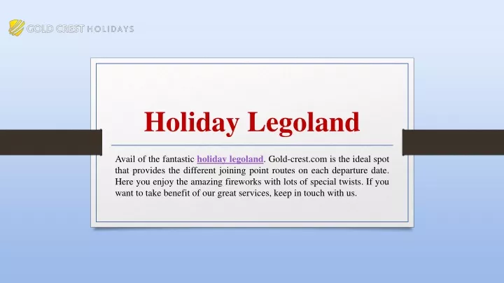 holiday legoland