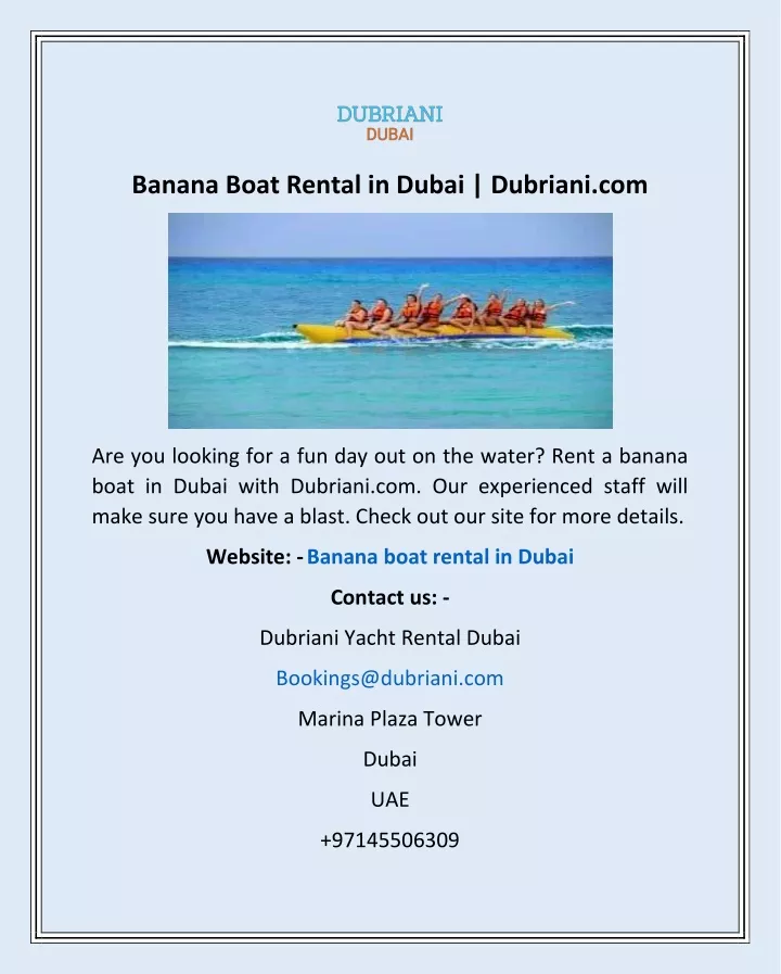 banana boat rental in dubai dubriani com