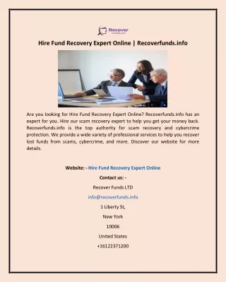 Hire Fund Recovery Expert Online | Recoverfunds.info