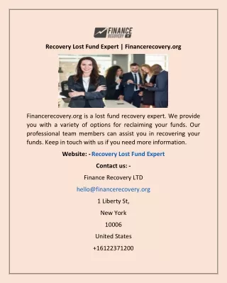 Recovery Lost Fund Expert | Financerecovery.org