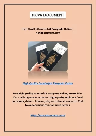 High Quality Counterfeit Passports Online | Novadocument.com