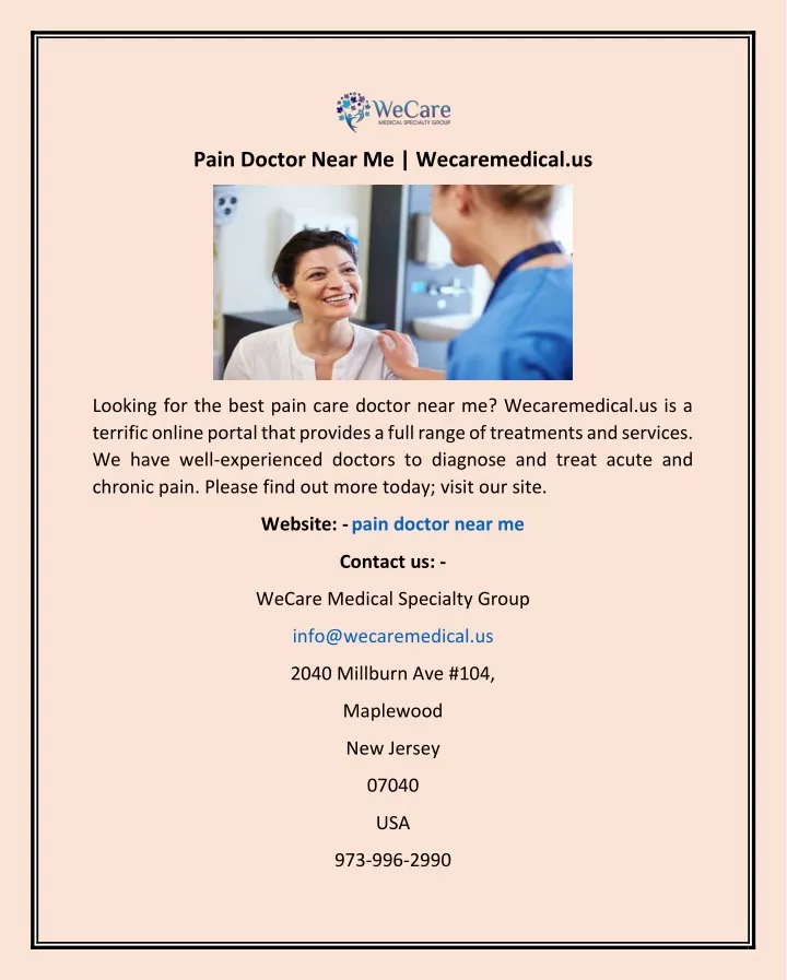 pain doctor near me wecaremedical us