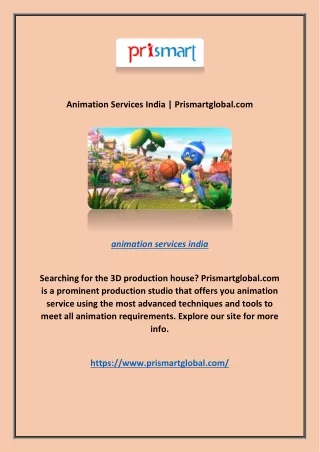 Animation Services India | Prismartglobal.com