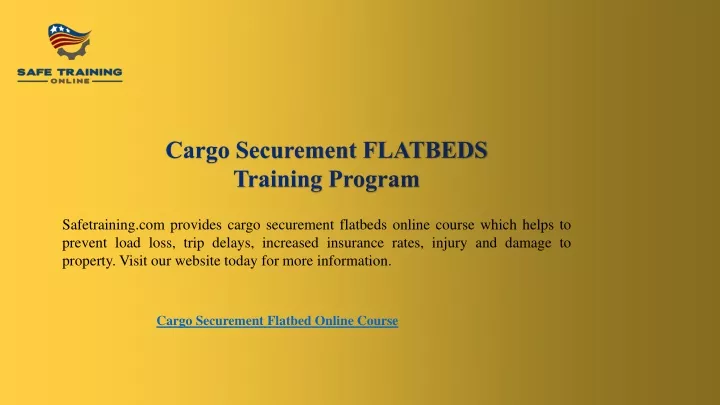 cargo securement flatbeds training program