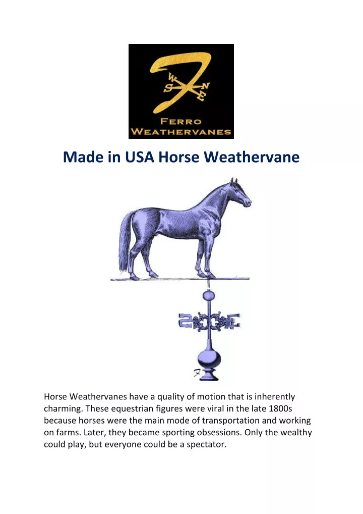 made in usa horse weathervane