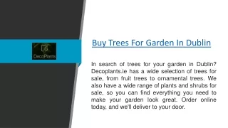 Buy Trees For Garden In Dublin  Decoplants.ie