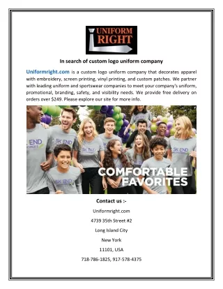 in search of custom logo uniform company