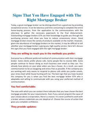 Signs that you have engaged with the right mortgage broker
