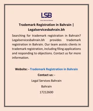 Trademark Registration In Bahrain | Legalservicesbahrain.bh