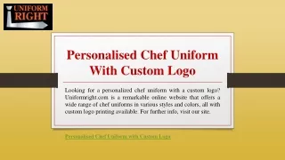 Personalised Chef Uniform With Custom Logo | Uniformright.com