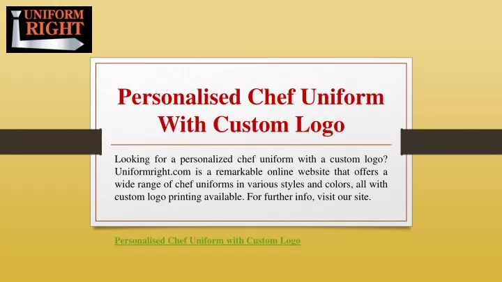 personalised chef uniform with custom logo
