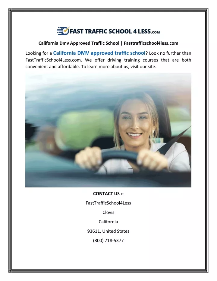 california dmv approved traffic school