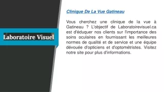 Clinique d'optométrie de Gatineau  Laboratoirevisuel.ca
