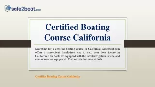 Certified Boating Course California | Safe2boat.com