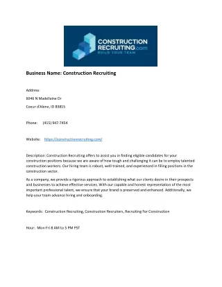 Construction Recruiting