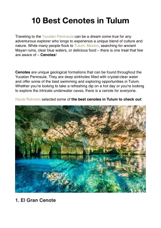 10 Best Cenotes in Tulum