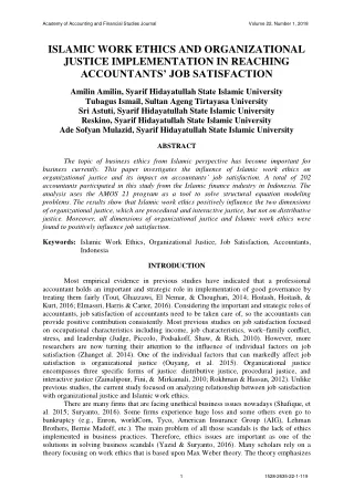 ISLAMIC WORK ETHICS AND ORGANIZATIONAL JUSTICE IMPLEMENTATION IN REACHING ACCOUN