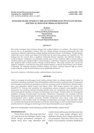ANALISIS FRAUD TENDENCY MELALUI PENDEKATAN PENTAGON FRAUD: UNETHICAL BEHAVIOR SE