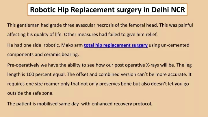 robotic hip replacement surgery in delhi ncr