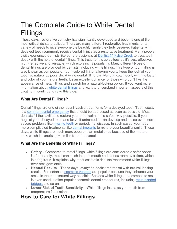 the complete guide to white dental fillings these