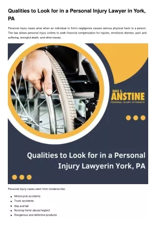 Qualities to Look for in a Personal Injury Lawyer in York, PA