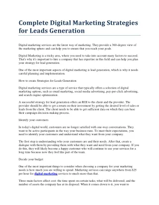 complete digital marketing strategies for leads