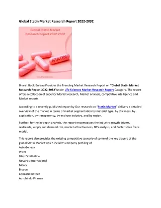 global statin market research report 2022 2032