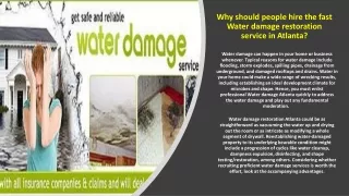 Why should people hire the fast Water damage restoration service in Atlanta?