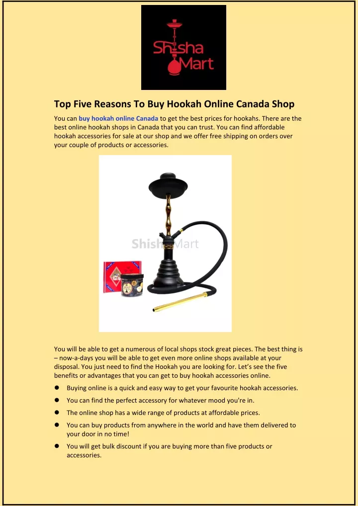 top five reasons to buy hookah online canada shop