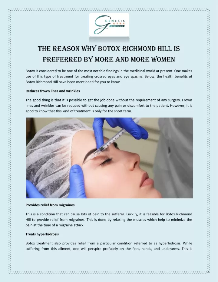 the reason why botox richmond hill is preferred