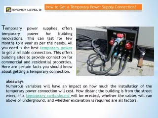 how to get a temporary power supply connection
