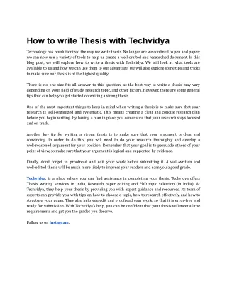 How to write Thesis with Techvidya