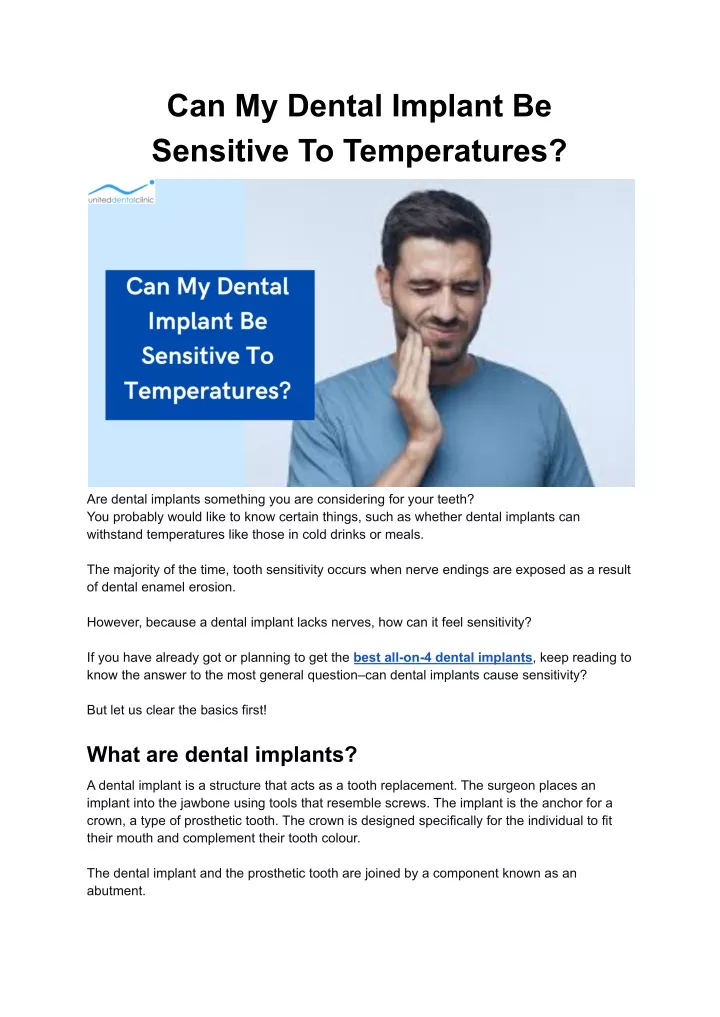 can my dental implant be sensitive to temperatures