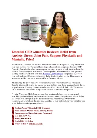 Essential CBD Gummies Reviews: Honest CUSTOMER COMPLAINTS & PRICE!