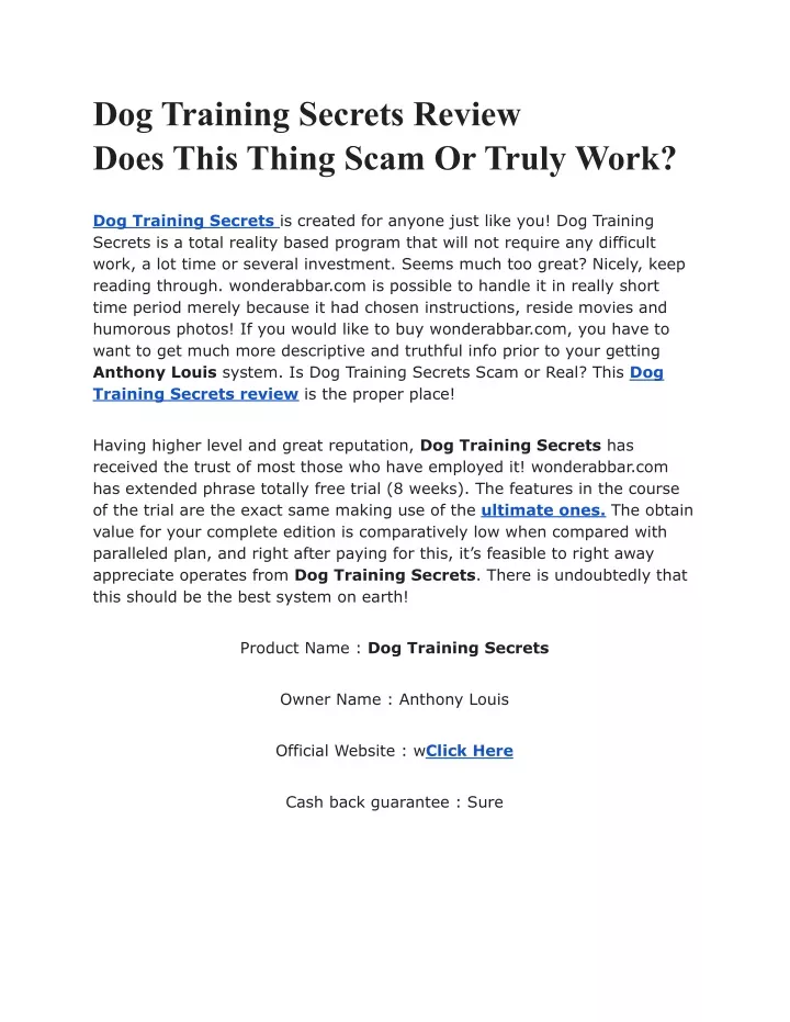 dog training secrets review does this thing scam