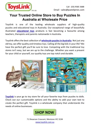 Your Trusted Online Store to Buy Puzzles In Australia at Wholesale Price