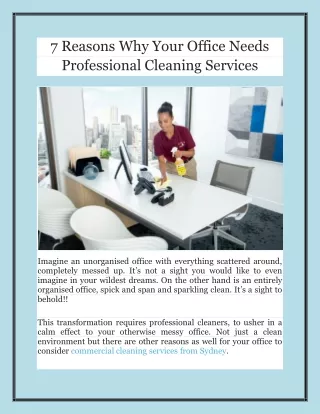 7 Reasons Why Your Office Needs Professional Cleaning Services