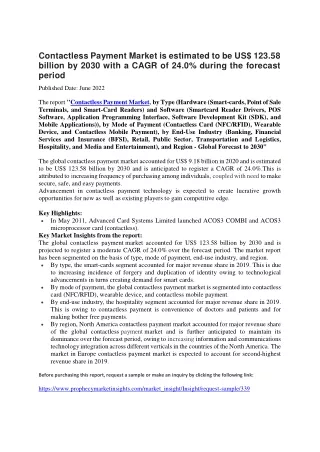 contactless payment market is estimated
