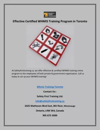 effective certified whmis training program