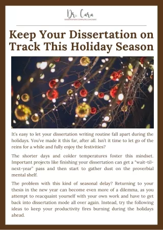 Keep Your Dissertation on Track This Holiday Season