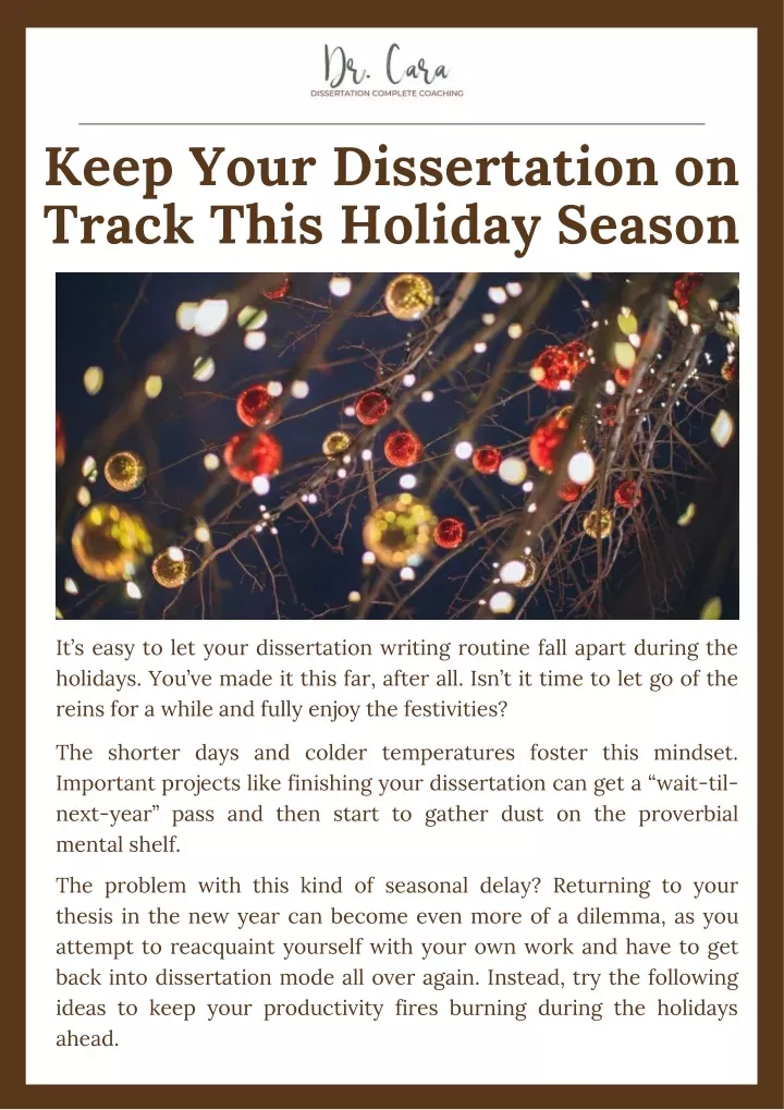 keep your dissertation on track this holiday