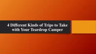 4 Different Kinds of Trips to Take with Your Teardrop Camper