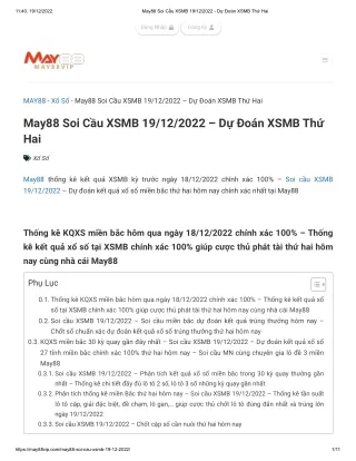 May88 Soi Cầu XSMB 19_12_2022 - Dự Đoán XSMB Thứ Hai