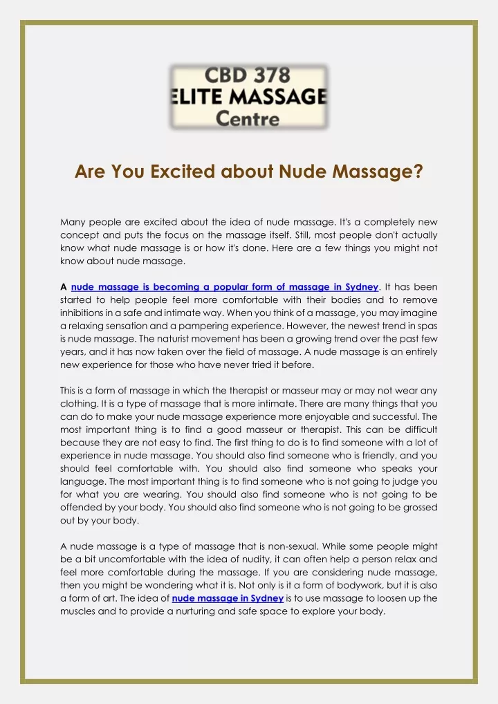 are you excited about nude massage