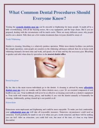 what common dental procedures should everyone know