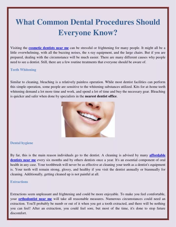 what common dental procedures should everyone know