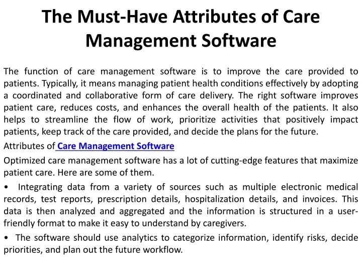 the must have attributes of care management software