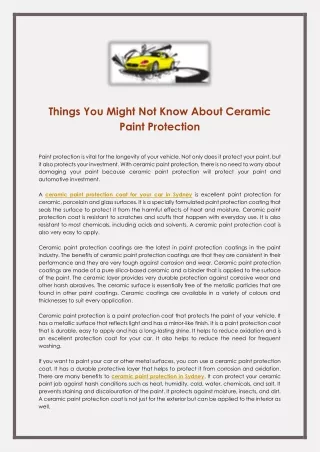 Things You Might Not Know About Ceramic Paint Protection