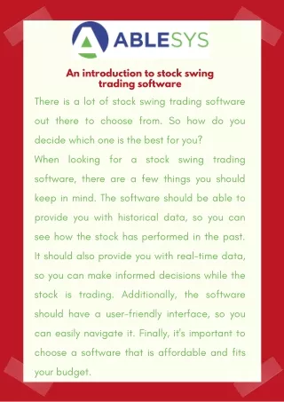 stock swing trading software